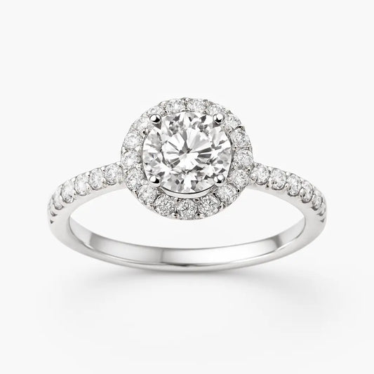 Eternal Halo Round Cut Diamond Engagement Ring in 18k White Gold