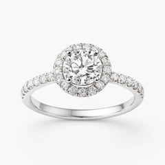Eternal Halo Round Cut Diamond Engagement Ring in 18k White Gold